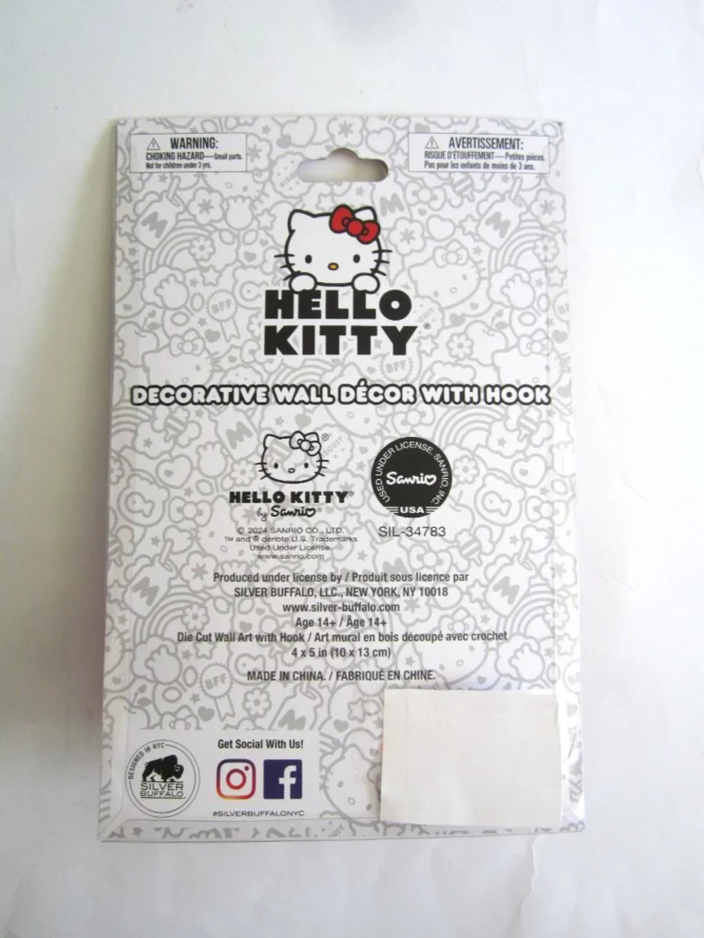 Hello Kitty Decorative Wall Decor With Hook Sanrio NEW